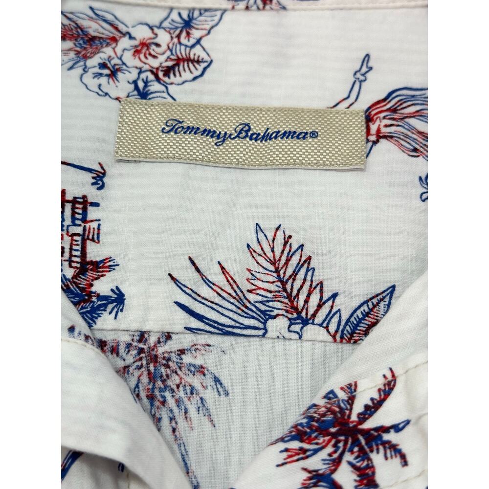 Tommy Bahama White Tropical Hula Girl Palm Tree Button Up Shirt Men’s Size Large - Picture 6 of 11